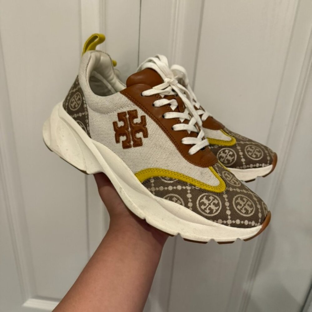 EUC Tory Burch Womens T Monogram Good Luck Trainer Sneakers